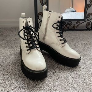 White platform boots